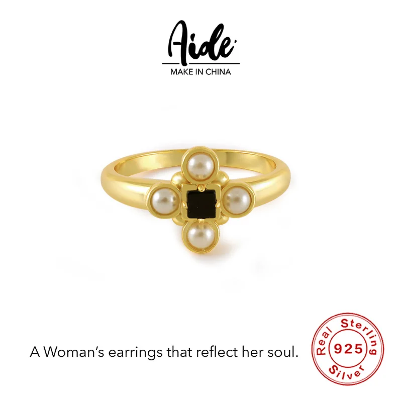 

Aide 925 Sterling Silver Cross Pearl Ring Men's Reed Quartet Music Jewelry Matching Women's Luxury Jewelry Holiday Gifts 2022