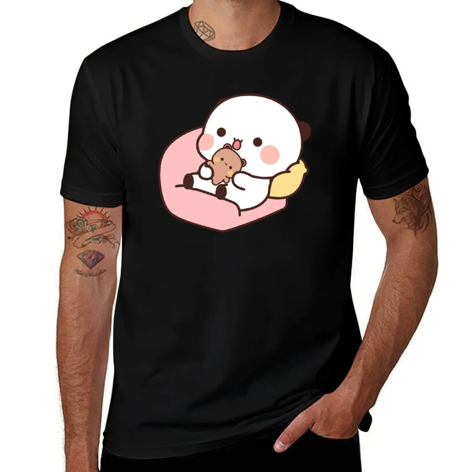 BuBu панда играющая с игрушкой медведя DuDu? Футболка Мужская одежда великолепные