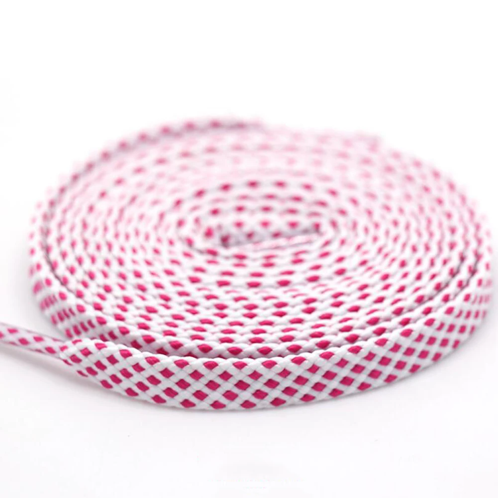 120cm 1Pair Flat Double Color Grid Shoe Lace Printing Checkered Ribbons Shoelaces Polyester Heavy Duty Sneaker Lacing