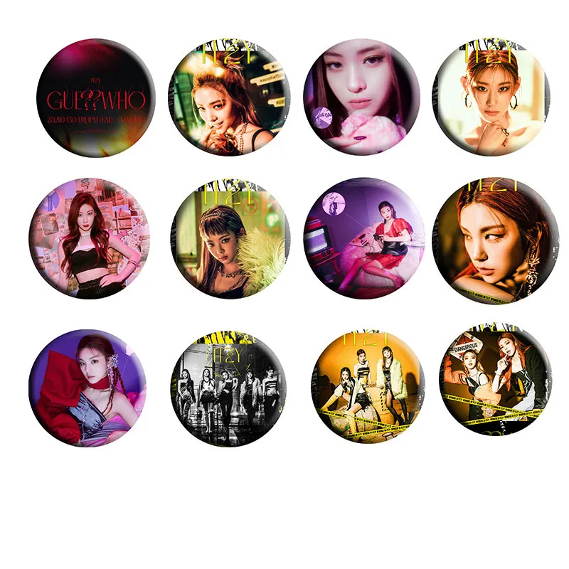 

KPOP ITZY Tinplate Badge Mirror Keychain Bag Accessories Backpack Lapel Pins Jewelry Yeji Lia Ryujin Chaeryeong Fans Collection