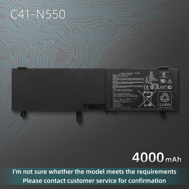 

Новинка C41-N550 Аккумулятор для ноутбука ASUS N550 N550J N550JA N550JK N550JV ROG G550 G550J G550JK Q550LF Q550L N550X47JV-SL N550X47JS
