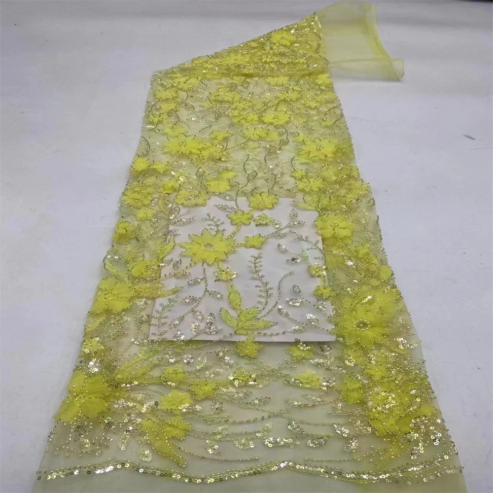 Роскошные Блестки африканские бисерные кружева тюлевые ткани 2024 французская 3D