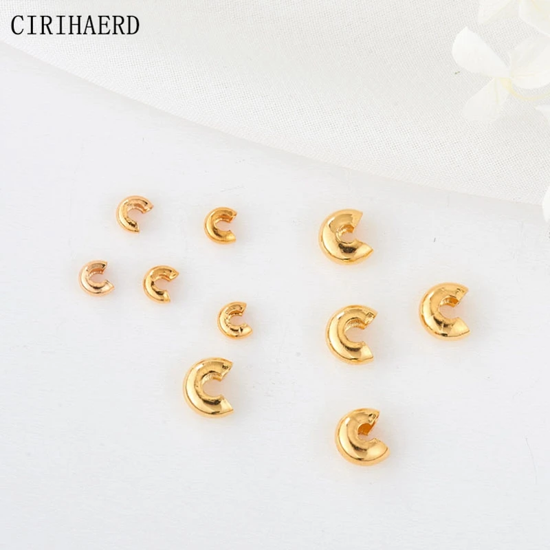 

14K Gold Plated Open Crimp Beads Covers Spacer Bead Clip Clasp DIY Jewelry Making Supplies Crafts Crimp End Beads Stopper