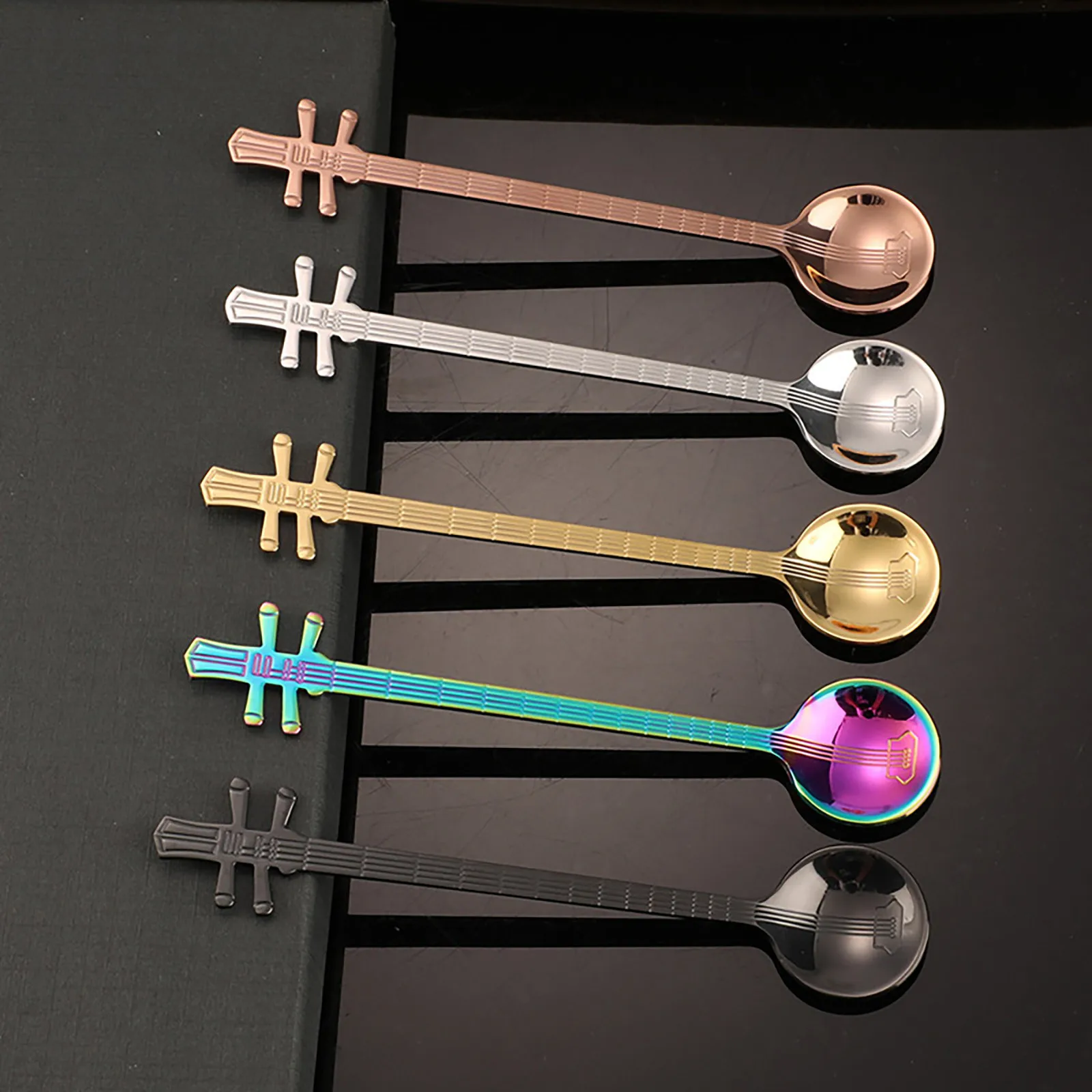 

Creative 1Pcs Stainless Steel Coffee Spoon Musical Instrument Spoon Dessert Spoon Ice Spoon Drink Honey Coffee Stirring Spoons