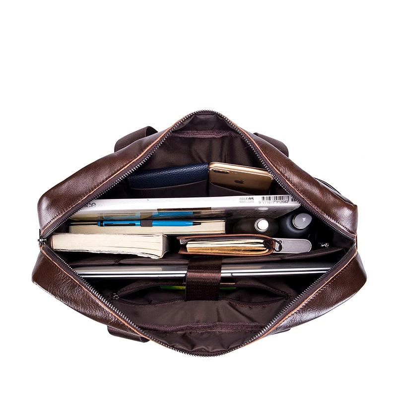 Men's Genuine Leather Business Briefcase High Quality Leather Handbag Casual Shoulder Messenger Bag Large Capacity Laptop Bag