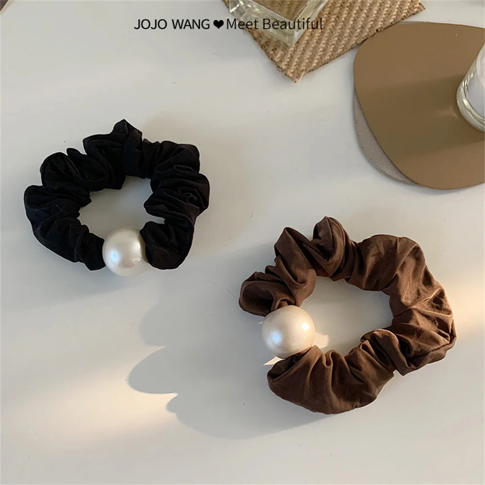 

Новые стильные резинки для волос с имитацией жемчуга, повседневные Простые Однотонные резинки в пучок, Женская фотография для девушек