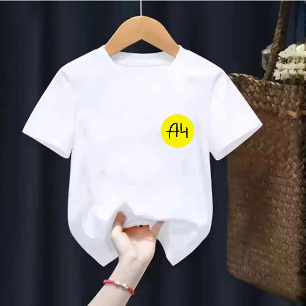 Фото Футболка Merch A4 подходит для одежды для девочек, детская футболка для мальчиков, топы с круглым вырезом и короткими рукавами, летняя футболка для отдыха 2–12 лет №4