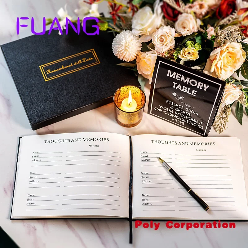 High Quality Black And Gold In Loving Memory Funeral Guest Book For Memorial Service