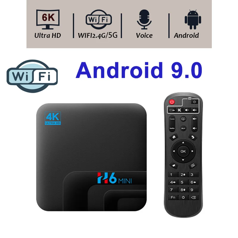 

H6 HD 6K TV Box For Android 9.0 H313 Quad Core 2.4GHz and 5.0 GHz Dual Wifi Set Top Box Bluetooth 4.0 Media Player Player