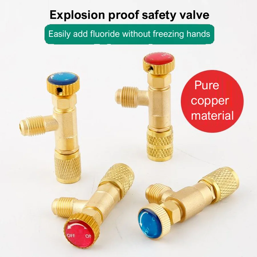 Valvola Di Sicurezza Liquida R410A R22 Aria Condizionata Refrigerante 1/4 "Adattatore Di Sicurezza Riparazione Aria Condizionata E Fluoruro