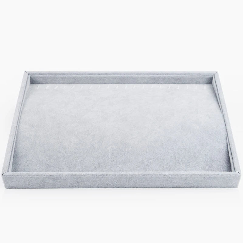 Oirlv Jewelry Display Tray Silver Grey Velvet Ring Bracelet Earring Organizer Tray Necklace Display Case Jewelry Holder