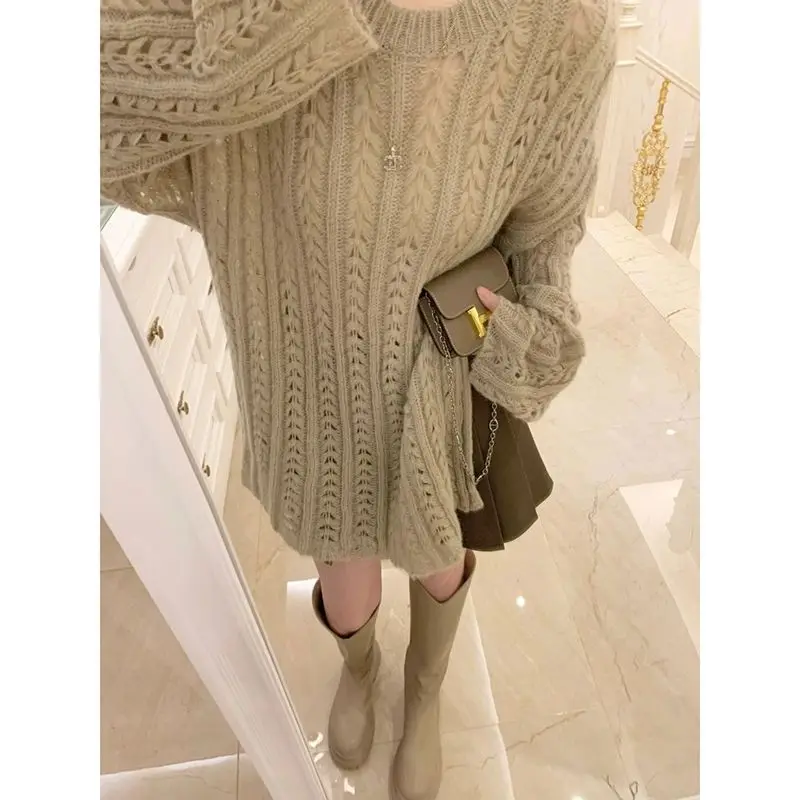 Полый вязаный свитер новинка 2024 женский весенний универсальный уникальный