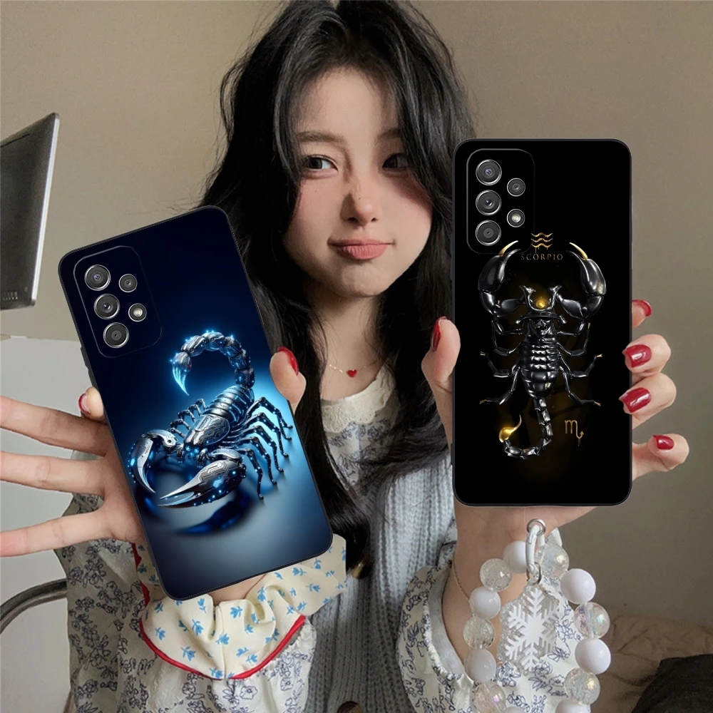 Colored Golden Scorpio Mobile Cell Phone Case for Samsung Galaxy A73 72 71 70 55 54 53 52 35 34 32 23 14 13 5G Black Cover Shell