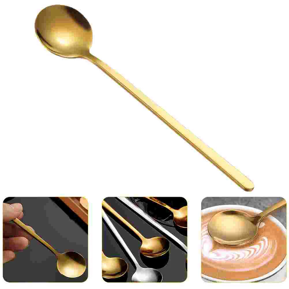 

6Pcs Coffee Stirring Spoons Delicate Long Handle Dessert Spoons Home Hotel Spoons