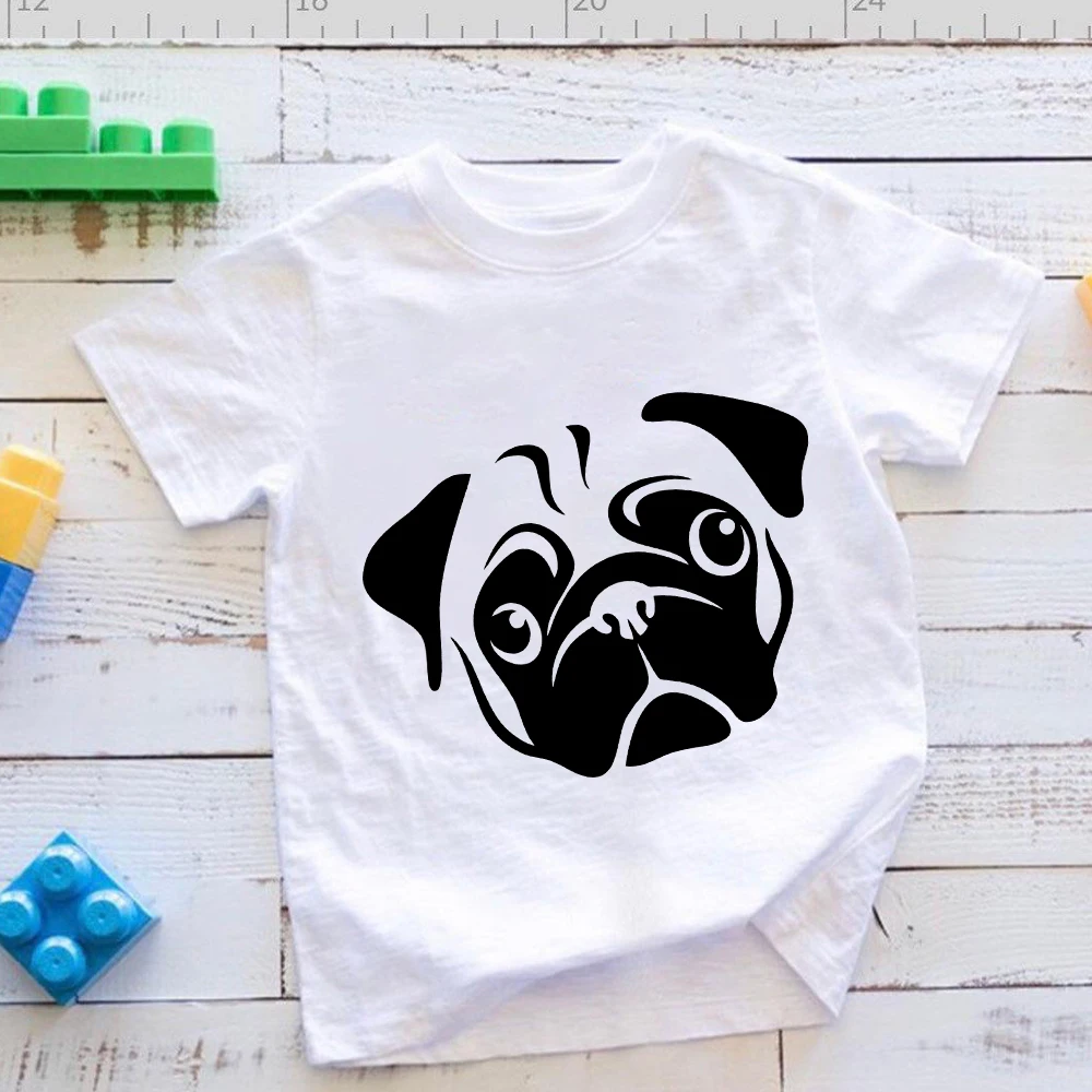 Детская футболка с принтом мопса Повседневная Базовая в европейском стиле лето