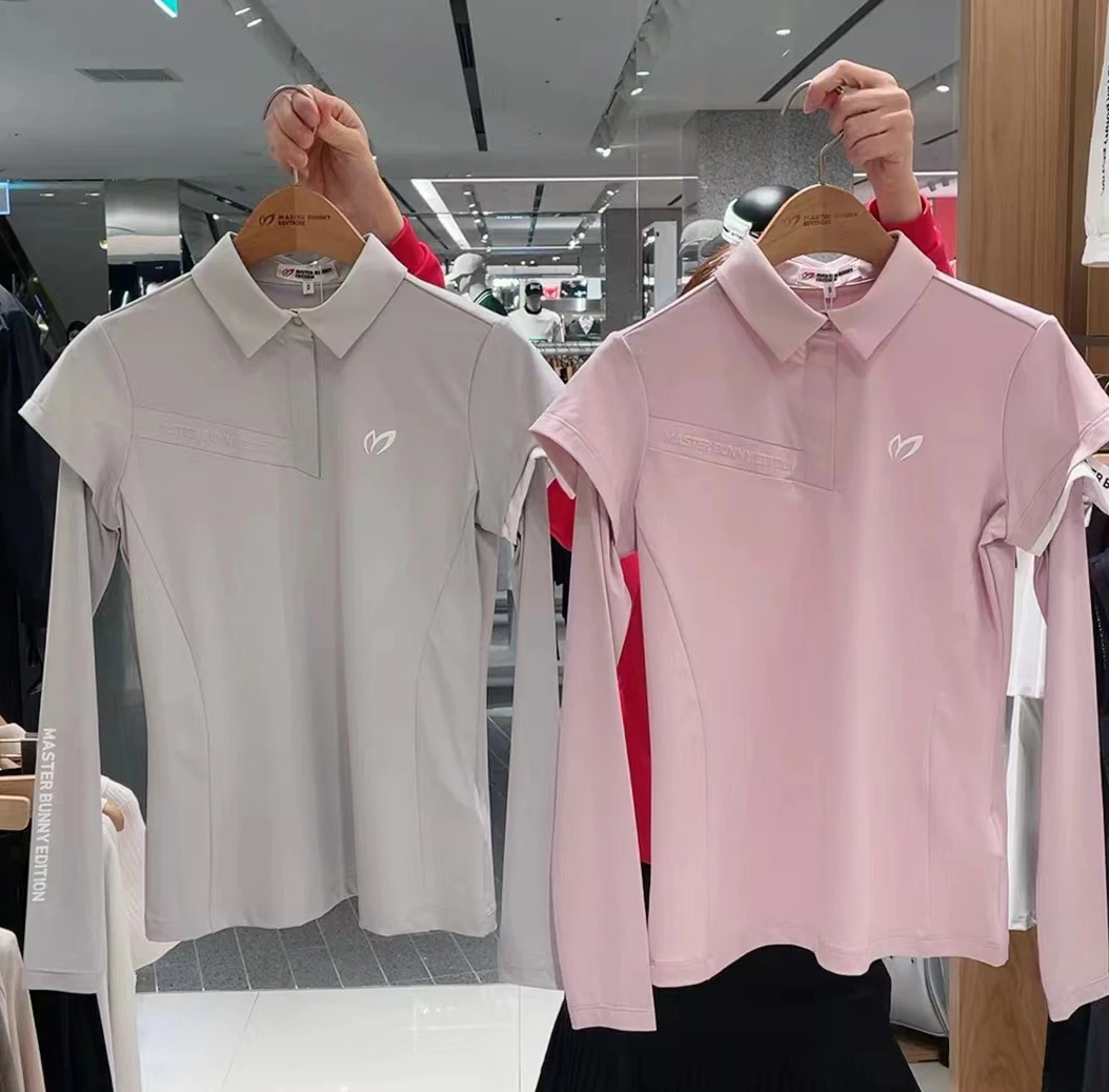 

Golf fake two-piece tops women's summer Polo lapel ice silk sleeves slim temperament long-sleeved T-shirt