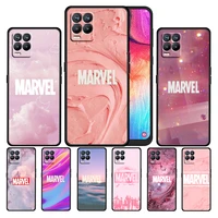 marvel pink logo for oppo gt master find x5 x3 realme 9 8 6 c3 c21y pro lite a53s a5 a9 2020 black phone case cover coque capa