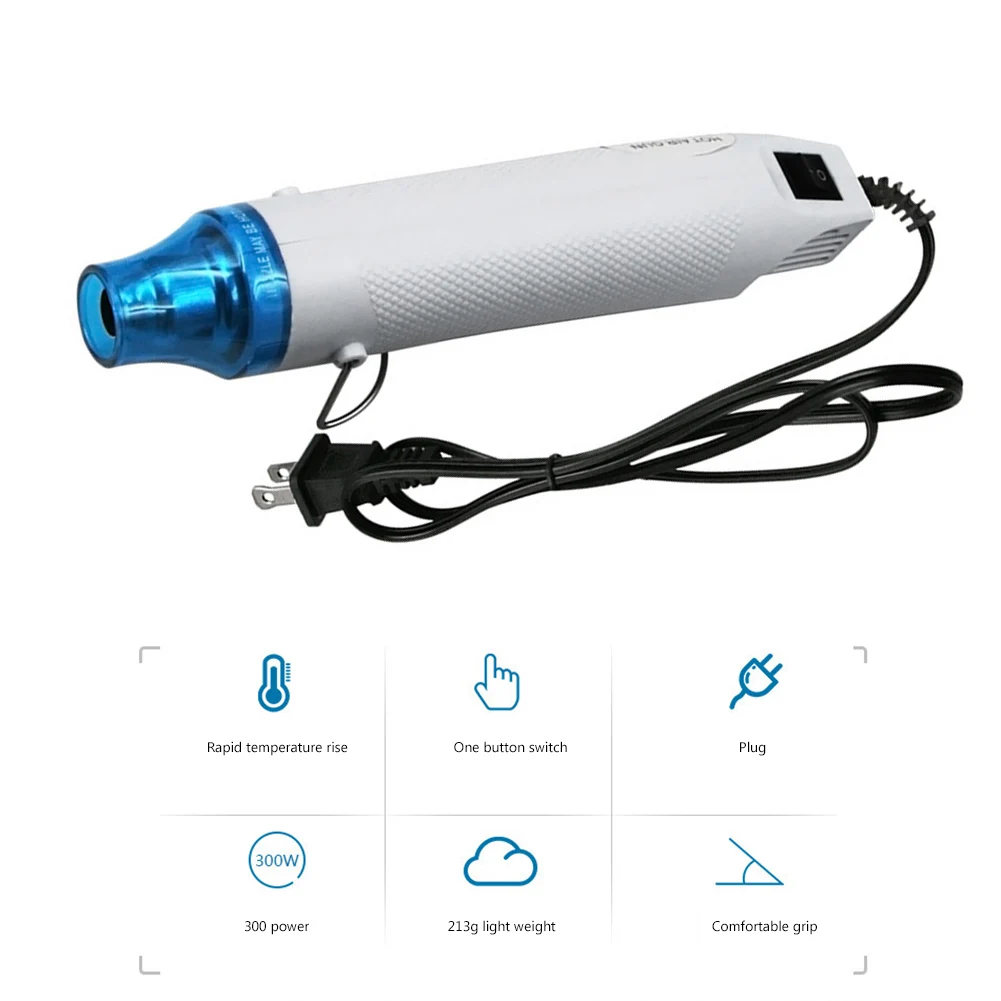 

Mini Heat Gun Hot Air Welding Gun 220V 300W Electric Handheld Power Tool with Heat Shrink Butt for DIY Craft Embossing Shrink