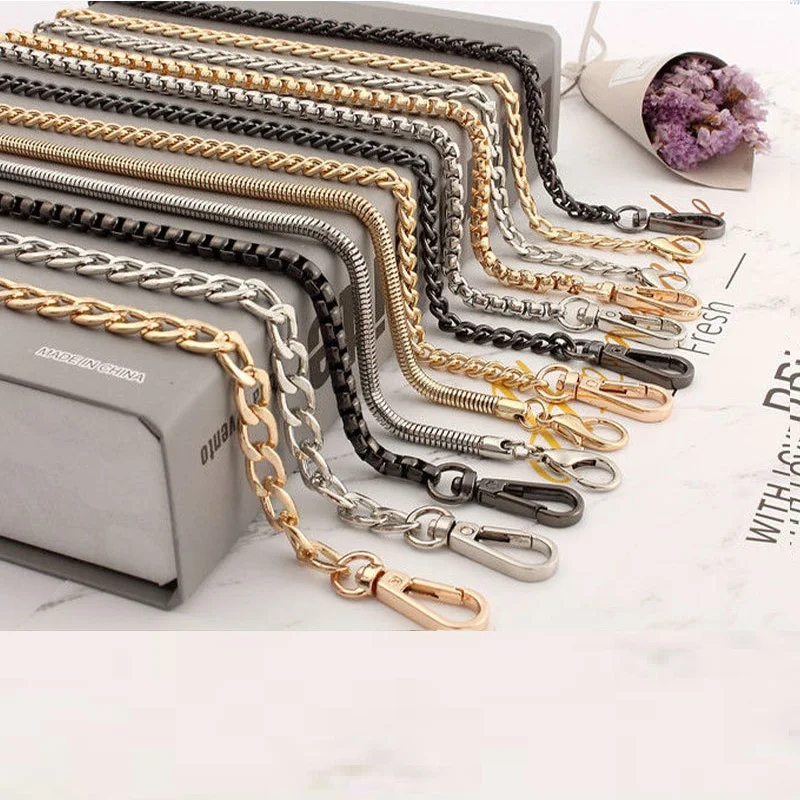 316L Stainless steel Gold Silver Black Base Link Bag Chain Parts Accessories Strap Women Kpop Thick Belt Handbag Accessory DIY