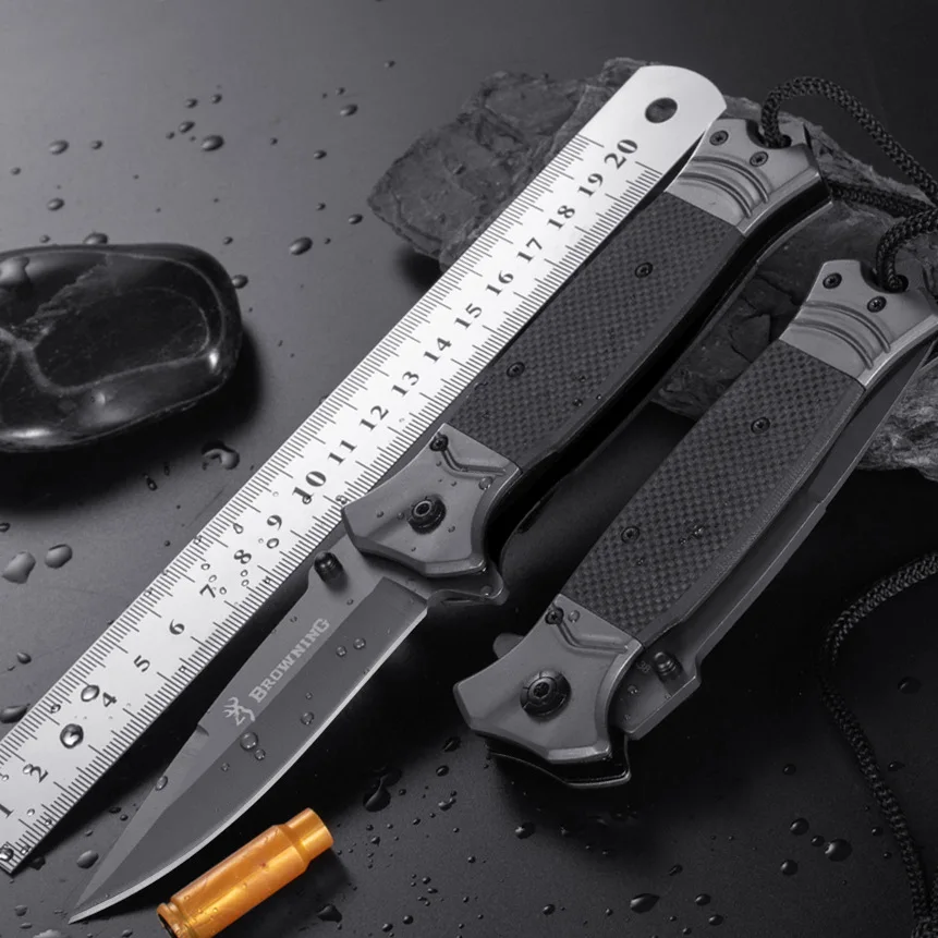

Outdoor Camping 7CR17MOV Blade Tactics Browning Folding Knife Self-defense Hunting Survival Pocket Saber EDC Tool