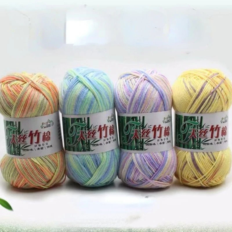 

5pcs 50g/ball Tencel Bamboo Cotton Wool Hollow Skirt Baby Baby Baby Bamboo Charcoal Cotton Yarn Hand-knitted Crochet Fine Wool