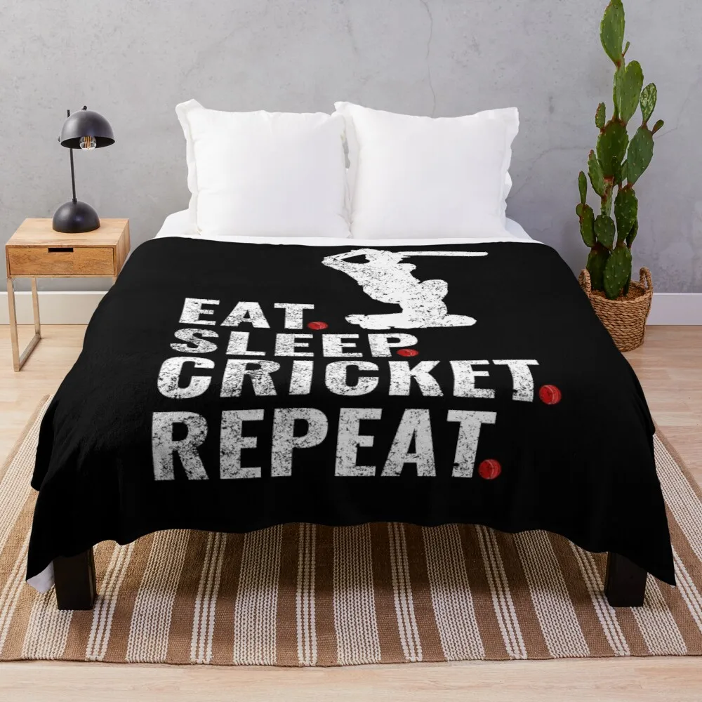 

Eat Sleep Cricket Repeat Throw Blanket designer blanket blanket for baby Large blanket retro blankets