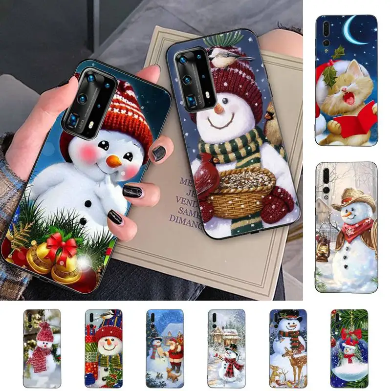 

Cute Cartoon Snowman Phone Case for Huawei P30 40 20 10 8 9 lite pro plus Psmart2019