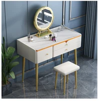 Nordic Dressing Table with Mirror Modern Minimalist Bedroom Iron Luxury Small Makeup Lights Home Bedroom Sets Furniture