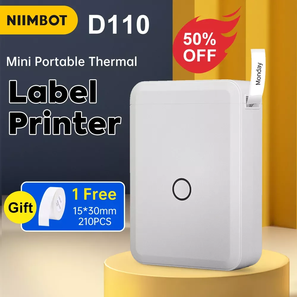 

New D110 Mini Portable Thermal Label Printer Paper Roll Hangul Bluetooth Label Printer Sticker Pocket Barcode Printer