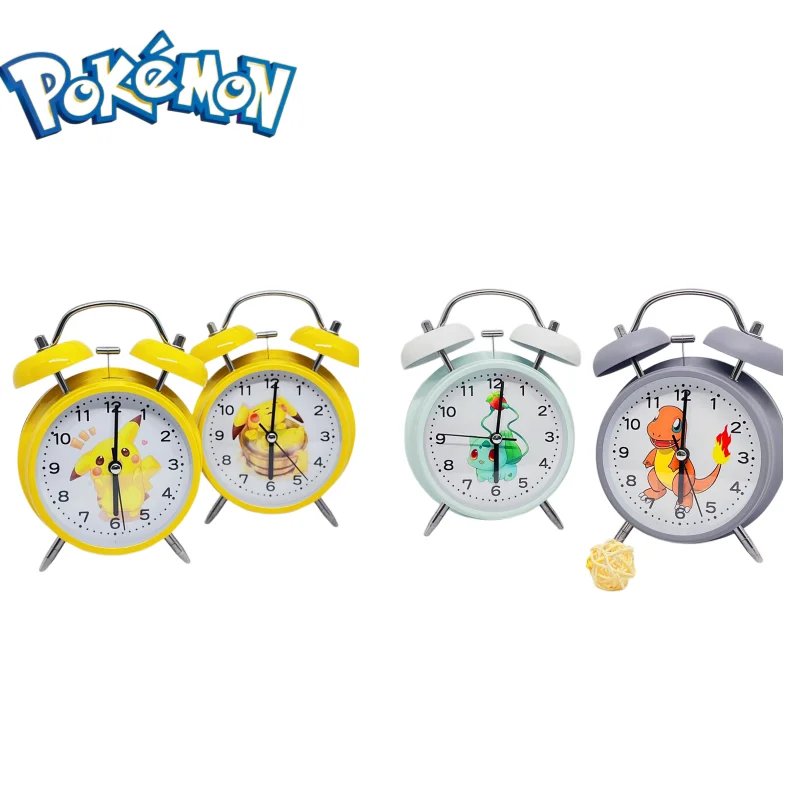 

Милый милый супер тихий маленький будильник с покемоном Пикачу из аниме, с покемоном, будильник с звонком, часы для студентов, прикроватные часы