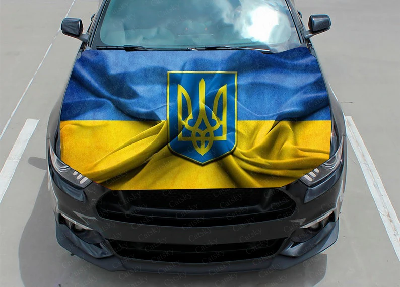 

Украинский флаг, Виниловая наклейка, графическая оберточная наклейка, графическая наклейка на капюшон, подходит для большинства транспорт...