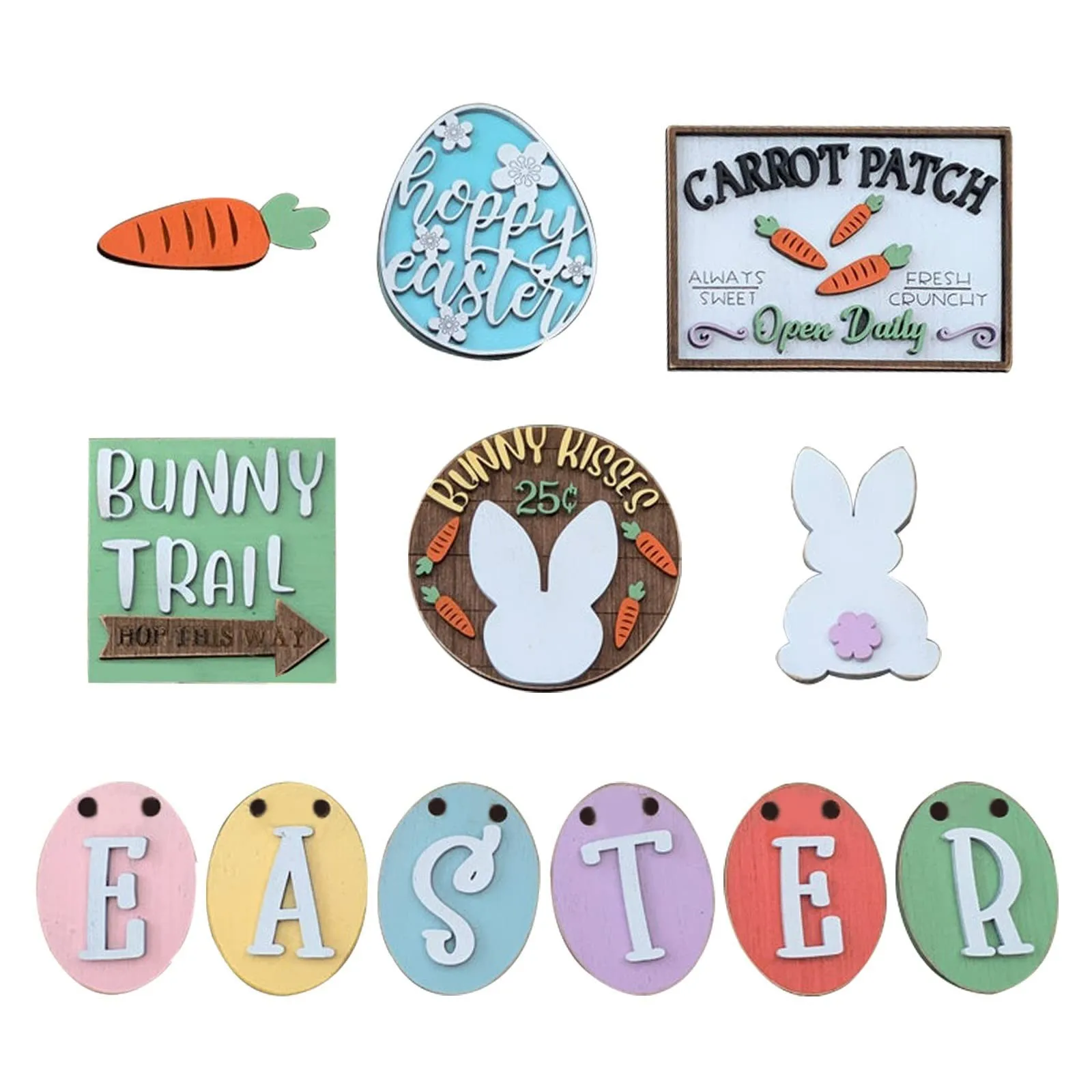 

2022 New Easter Tiered Tray Ornament Decorative wooden Diy Decorations Home Decoration Easter Party & Holiday Hot Sale