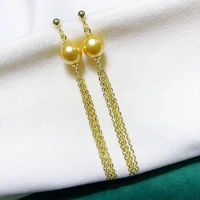 meibapj 925 genuine silver natural freshwater round golden pearl long tassels drop earrings fine wedding jewelry for women