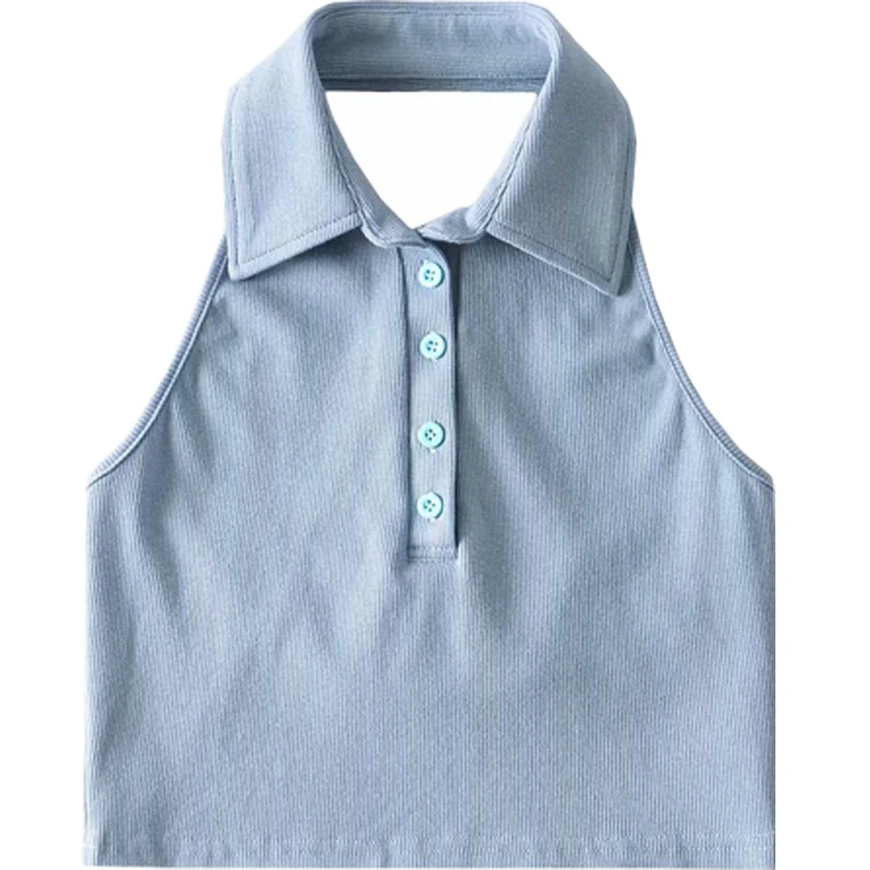 Приталенный ретро-жилет с воротником-поло пикантный жилет открытой спиной и