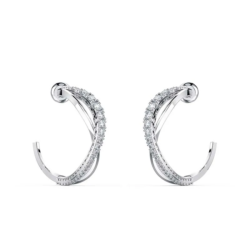 

Серьги-гвоздики в виде полукруга с бриллиантами, оригинальные дизайнерские серьги в виде классических и элегантных линий, 1:1