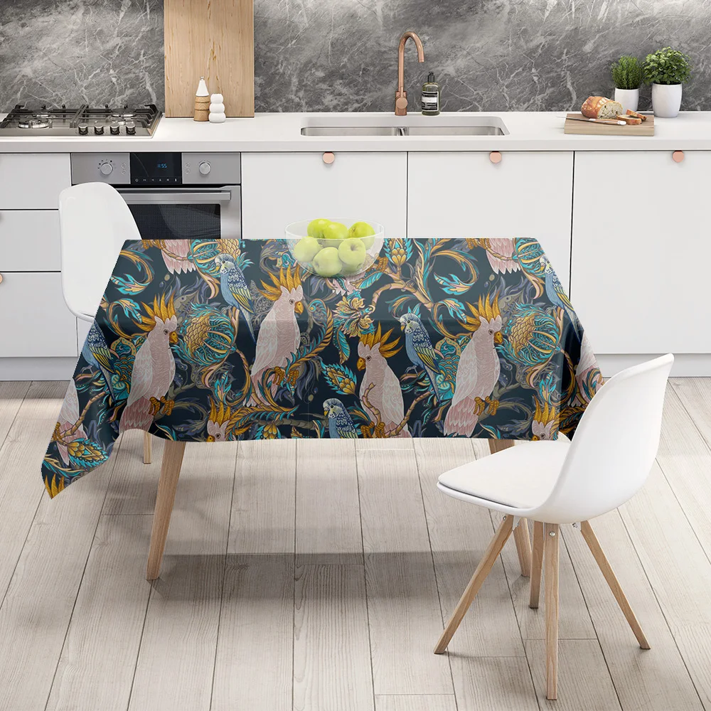 

Декоративный коврик для пикника, прямоугольный Тропическое растение в виде попугаев, птиц, тропических растений, для украшения дома, рестор...