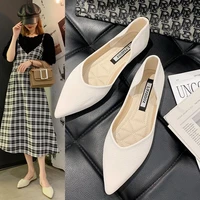 pointed single shoes women summer flat bottom 2022 new autumn shallow mouth all match soft leather gentle shoes women new