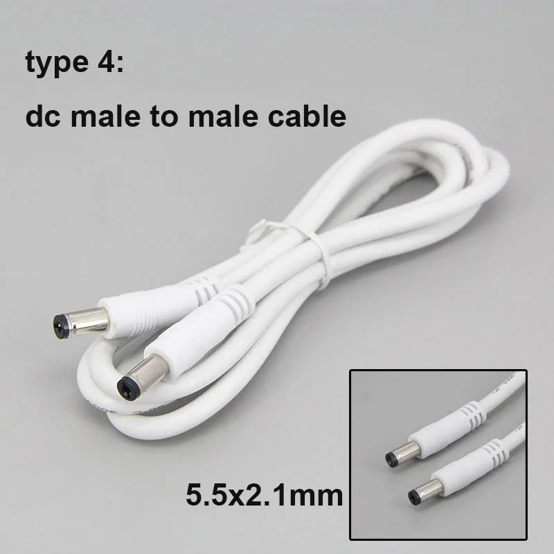 

Белый 1 м DC Мужской Женский Разъем питания Удлинительный кабель 5,5x2,1 5,5x2,5 мм 18awg 7A медный провод для светодиодной полосы фотоаппарата p1