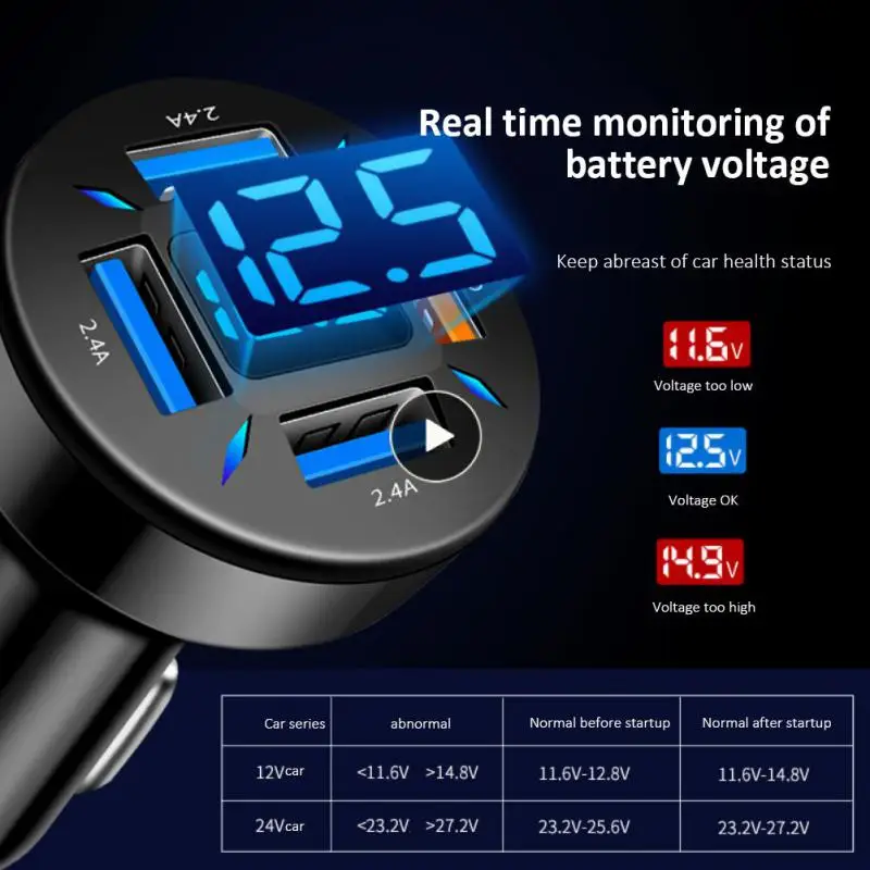 

Using High-performance Car Charger Adapter Universal Digital Display Car Charge Multifunctional Durable Cigarette Lighter