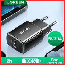 UGREEN-USB 5V2.1A 미니 벽 충전기, 아이폰 8 11 X 휴대폰 충전, EU 어댑터