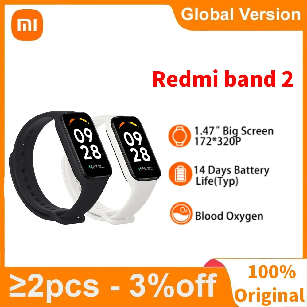 

Xiaomi Redmi Band 2 Smart Bracelet 1.47" Big Screen Blood Oxygen Heart Rate Fitness Tracker Bluetooth Mi Band Miband 2 Wristband
