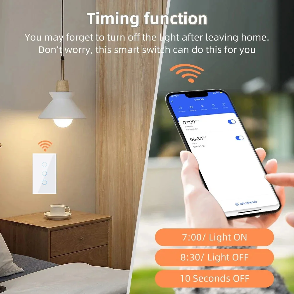 Matter WiFi Smart Light Сенсорный настенный выключатель Двустороннее управление с