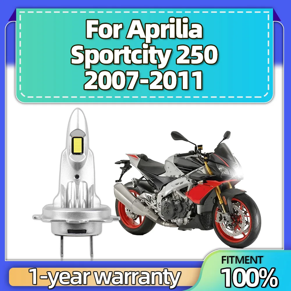 Фото Для Aprilia Sportcity 250 2007-2011 H7 светодиодная фара 15000LM 6000K 12V CSP 3570 чипы, суперяркая лампа для мотоцикла №1