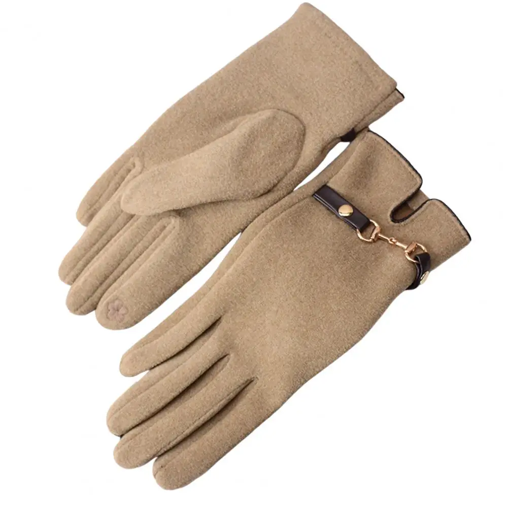 Стильные однотонные ветрозащитные женские зимние перчатки с плюшевой подкладкой и закрытыми пальцами, женские перчатки на ощупь для холод...