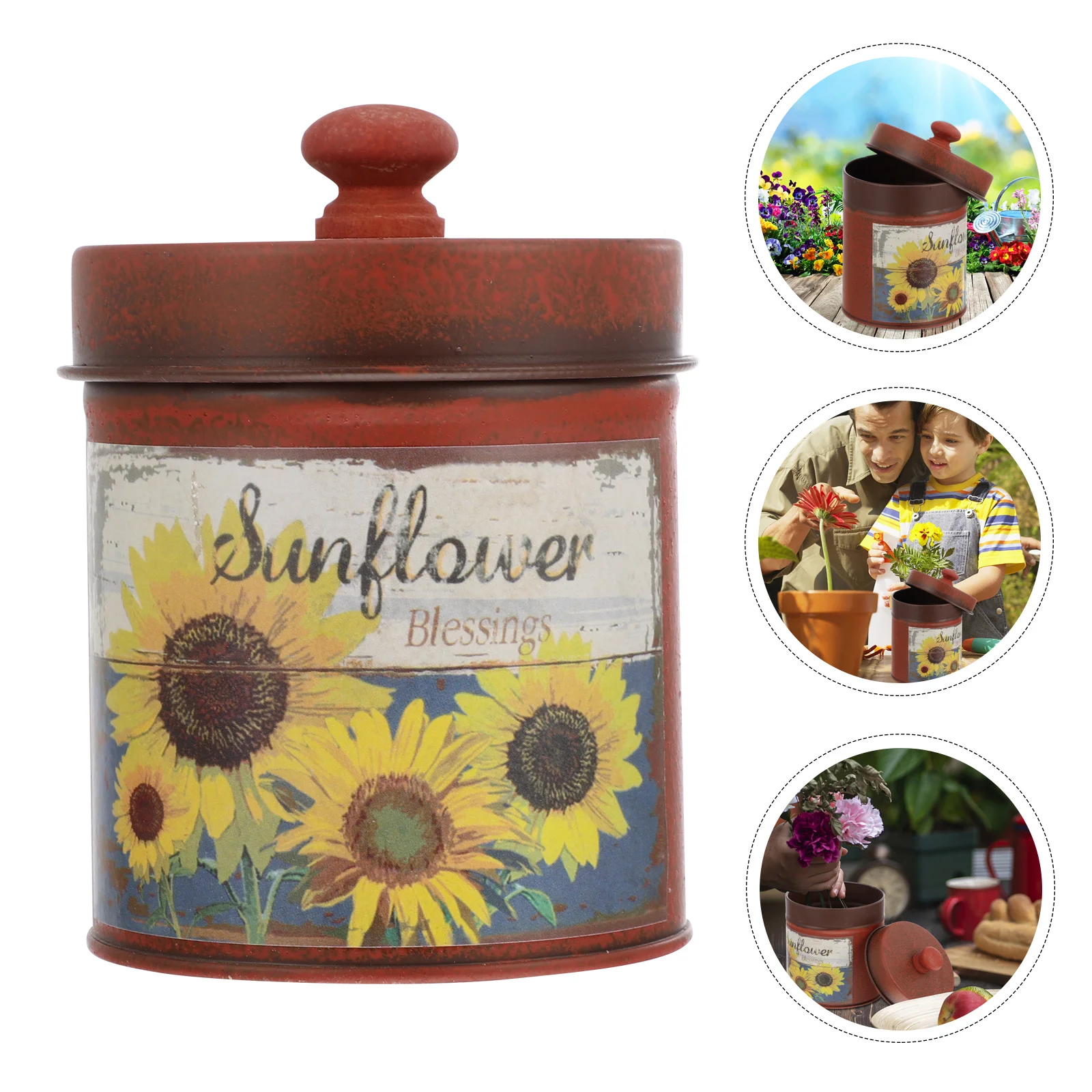 

Canisters Metal Rustic Farmhouse Vase Flower Galvanized Kitchen Bucket Storage Jar Canister Pot Lids Planter Containers