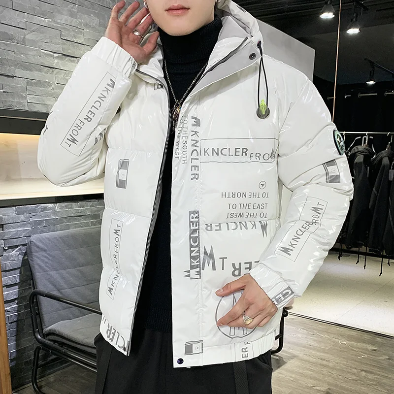 2022 Men Parka Winter Glossy White Duck Down Jacket Coat Mens Warm Jackets Male Hooded Zipper Down Coats Parkas
