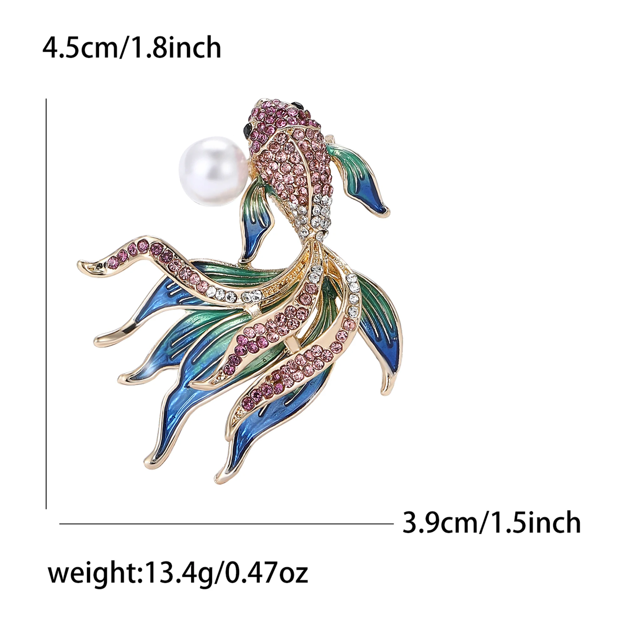 Броши со стразами и золотой рыбкой для женщин унисекс жемчуг водное существо