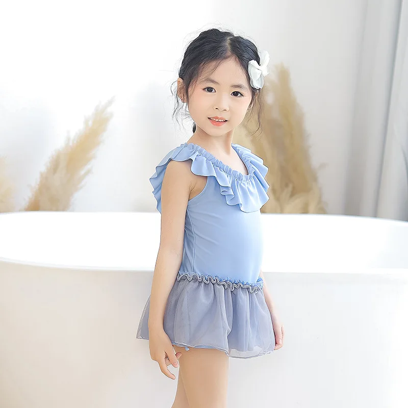 Слитный купальник для девочек с оборками милый купальник-пачка перекрестной