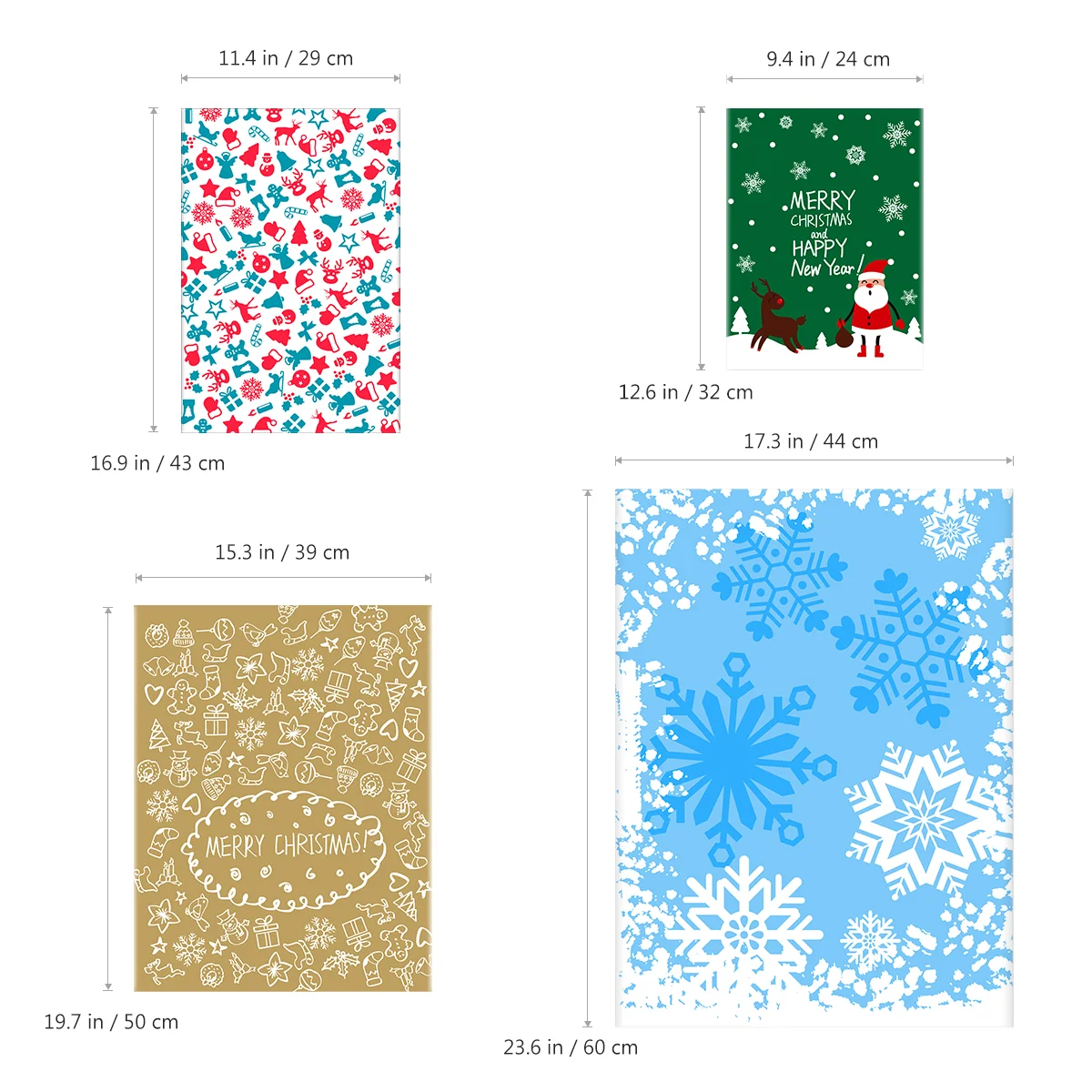 Tinksky 30 шт. рождественские подарочные пакеты разных стилей подарочная упаковка