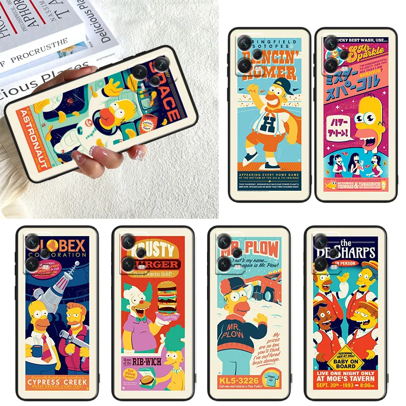 

Cartoon Cute Simpsons Phone Case For Xiaomi Redmi Note 11E 11T 11S 10T 10S 9S 9T 8T 7 Pro Plus Lite Max Black Cover